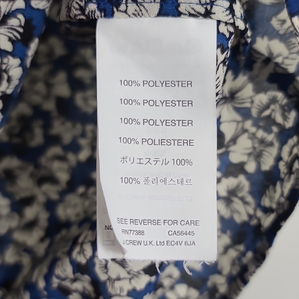 J. CREW Cascade Ruffle Navy and White Floral Blouse With Keyhole Size 0 - Picture 3 of 16